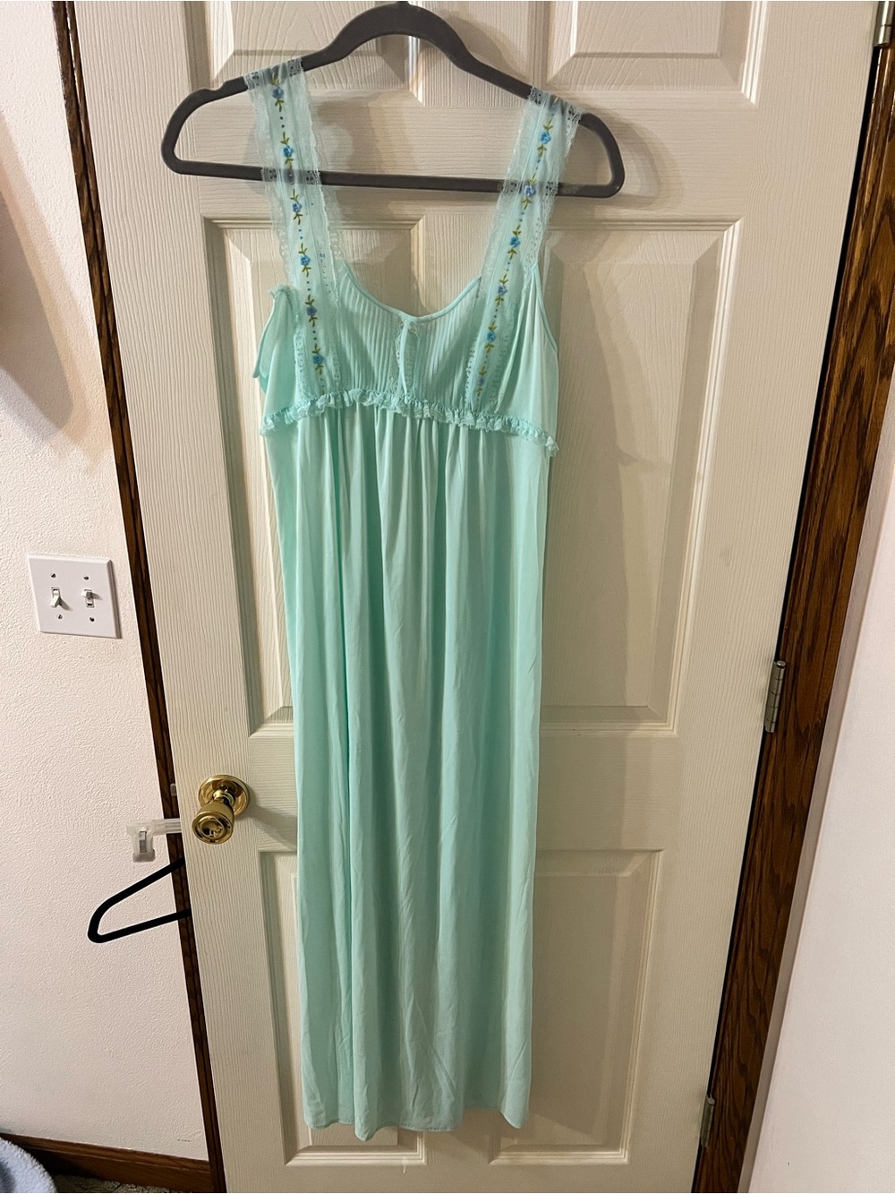 Women's Vintage Teal Nightgown - Soft Long Sleep Dress